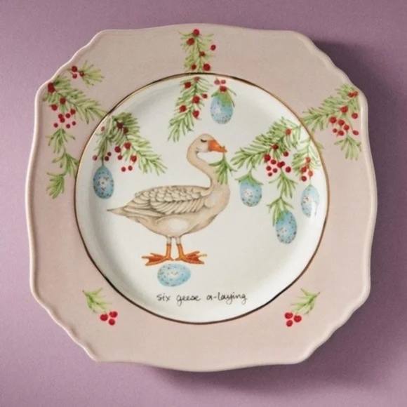 Anthropologie Other - NWT Anthropologie Lou Rota 12 Days Christmas Six Geese Dessert Plate